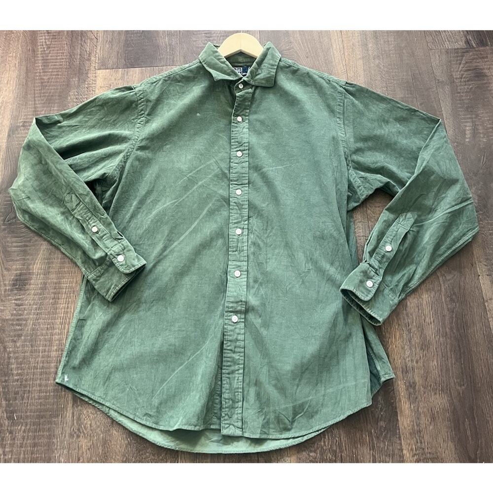 Polo Ralph Lauren Corduroy Shirt Regent Classic Fit Mens XL 17 Green Preppy